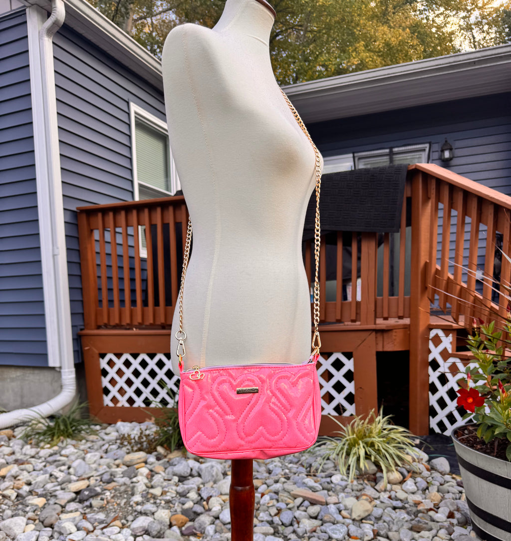Glitter pink with quilted heart pouch