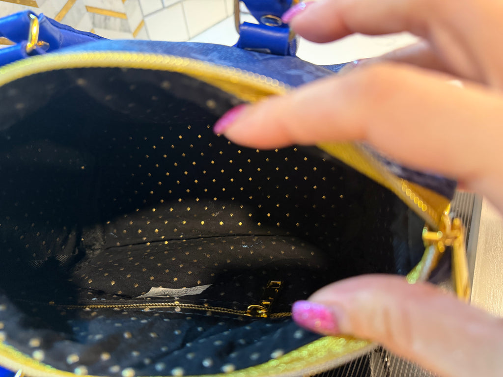 Blue LV inspured barrel bag