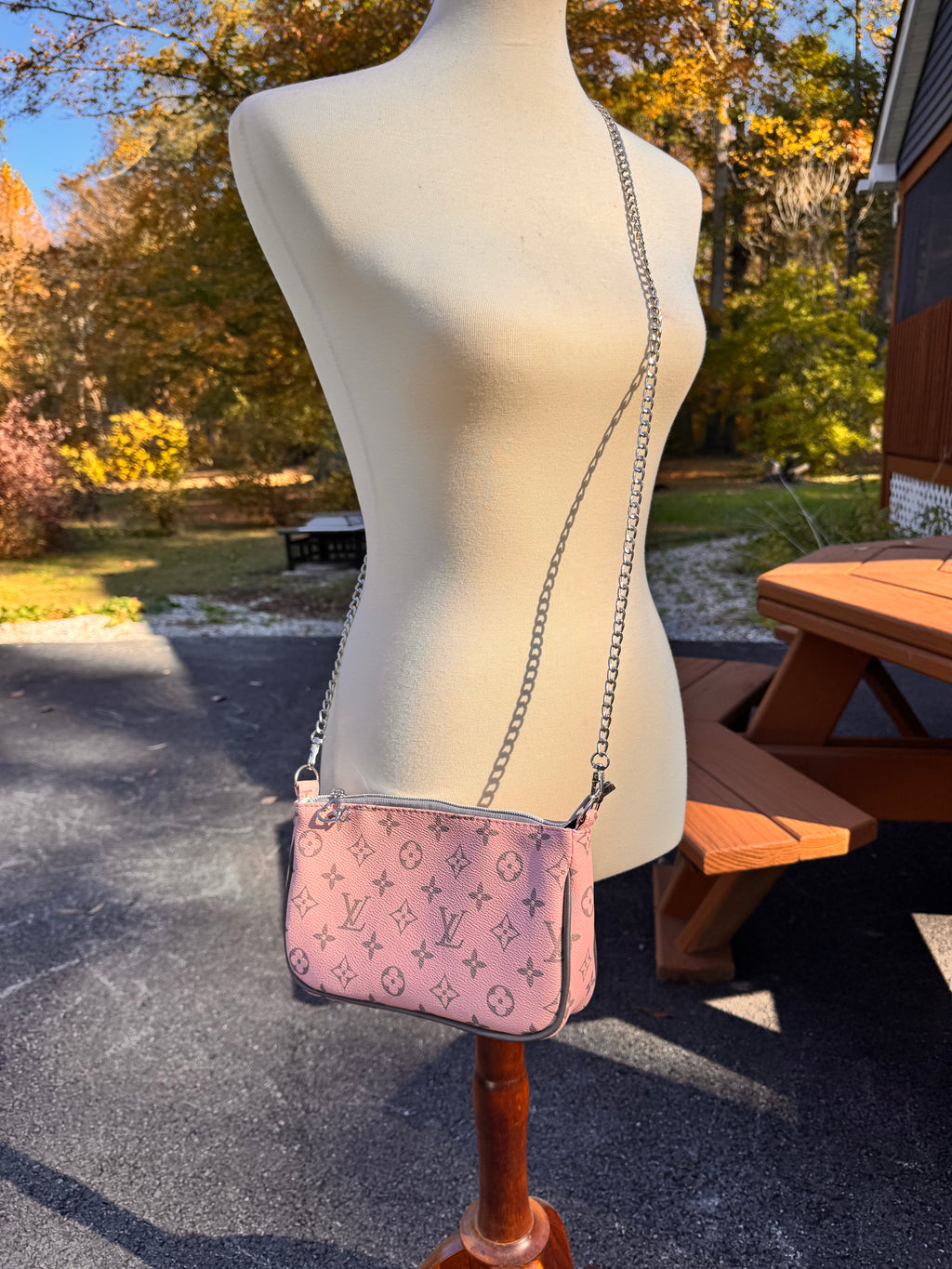 Pink LV inspired crossbody