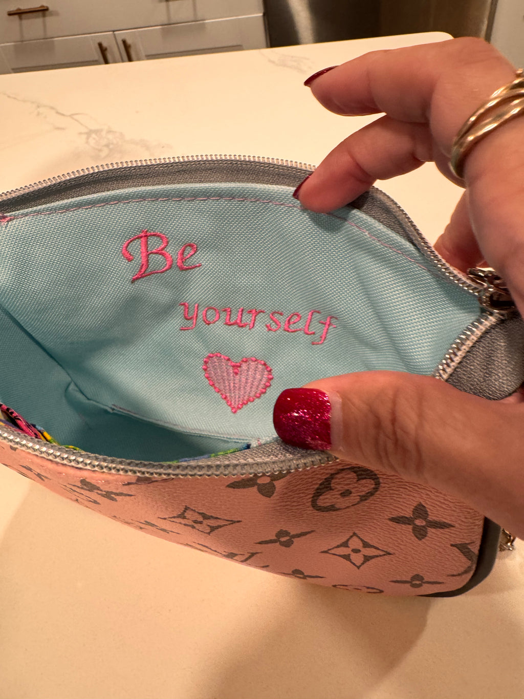 Pink LV inspired crossbody